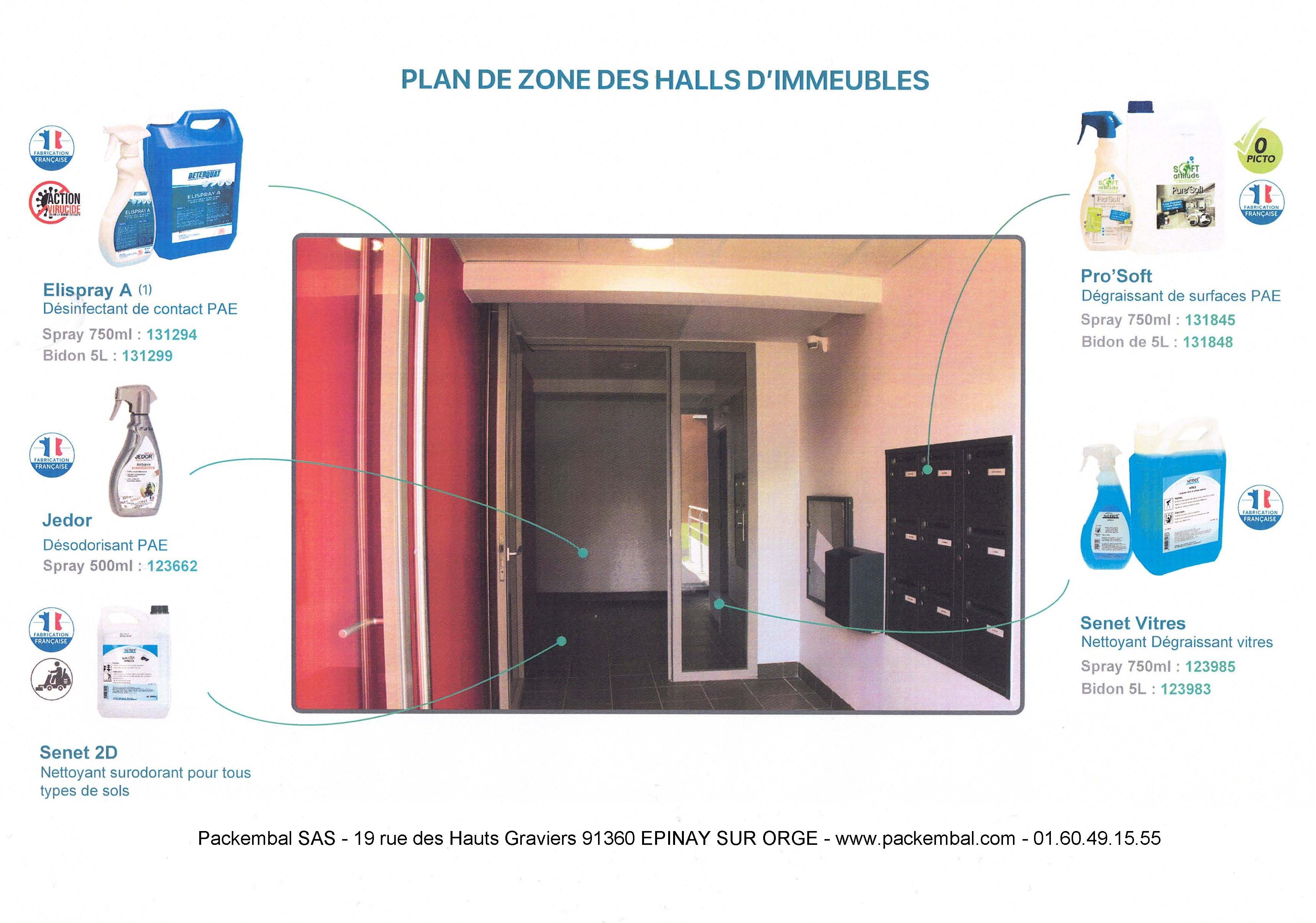 Avant d'accueillir votre clientèle dans un hall d’immeuble, lavez vos sols, vos vitres et votre mobilier en appliquant des produits désinfectants et surodorants Packembal.